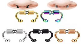 Non Piercing Nose Jewelry For Body Arts 316L Stainless Steel Magnetic Fake Nose039s Ring9943573
