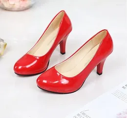 Dress Shoes Plus Size 34 42 Women Wedding Patent Leather High Heels Pumps OL Office Woman Boat Zapatos De Mujer