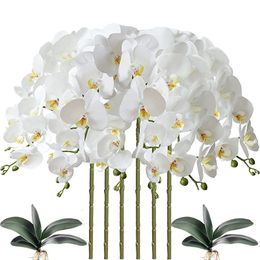 32 Inch Artificial Phalaenopsis Flowers 9 Heads Artificial Orchid Butterfly Flowers Stem Plants for Home Decor 6PCS 240202