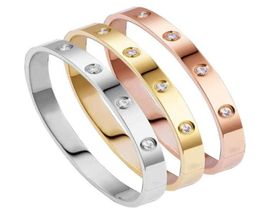 Love Fashion Couple Bracelet custom men and women bangle titanium steel jewelry birthday present CLIP silver gold nail screw stone2546275