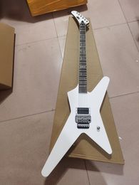 White profiled electric guitar, nickel-chromium electronic hardware, a two-coil pickup, in stock