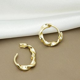 Hoop Earrings Golden Silver Color Metal Twist For Women European Simple Jewelry Trendy Geometry Round Circle Dangle