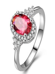 Full diamond red ring round light luxury red crystal diamond ring pigeon egg red ring4285111