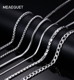 Trendy 20inch Silver Color Stainless Steel Link Chain Necklace For Men /Box/Hanging/Curb/Flat/Twist Chain9903210