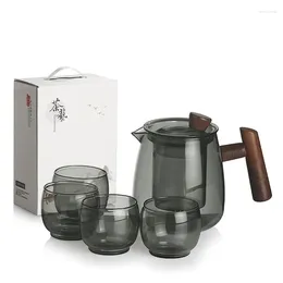 Water Bottles Wooden Handle Glass Tea Separation Brewing Set High-temperature Resistant Household And Office Drinking