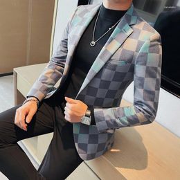 Men's Suits Fashion Everything With Handsome Suit Jacket Boutique Trend Business Top Slim Casual Plaid Small Blazers