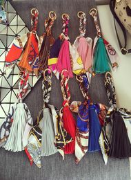 Women Luxury Keychains Scarf PU Leather Tassel Car Key Chain Ring Holder Fashion Pendant Bag Charm Keyring Jewellery Accessories for1774706