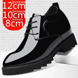 Модельные туфли, увеличенная высота 12 см, мужские невидимые внутренние увеличивающие формальные кожаные деловые туфли с лифтом на свадьбу