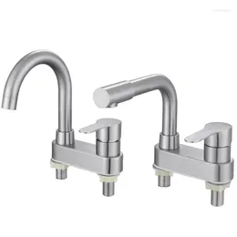 Bathroom Sink Faucets 304 Stainless Steel Cold And Faucet Upper Basin Wash Warm Double-hole