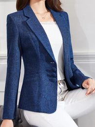 Women's Suits Elegant Women Autumn Blazer Casual Long Sleeve Professional Fashion Office Lady Business Slim Single Breasted Coats R140