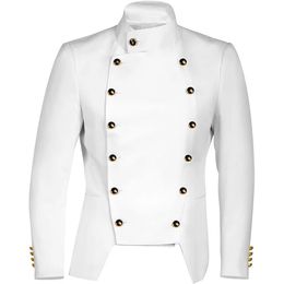 Black White Korean Fashion Doublebreasted Steampunk Suit Jacket Mens Mediaeval Gothic Vintage Blazers 240201