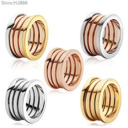 Gif9 Luxury Jewellery Band Rings Baojia Classic Three Colour Spring Wide Rose Gold Titanium Steel Couple Ring Squa