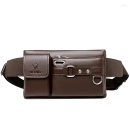 Waist Bags Men's Sports Chest Bag Mobile Phone Multi Functional Outdoor Cycling Crossbody Leather Texture PU Shoulder Men