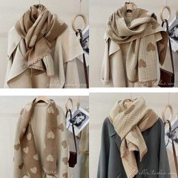 Long Thickened Warm Knitted Comfortable Touch Scarf Stole Scarves Double Side Cashmere Scarf Autumn Winter Womens Heart Plaid Fashion Ladies