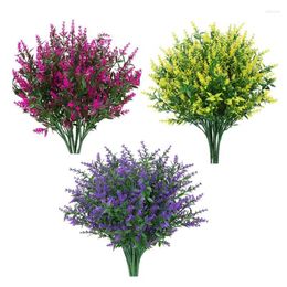 Decorative Flowers 24 Bundles Outdoor Artificial Lavender Fake No Fade Faux Plastic Plants For Garden Patio Porch Decor