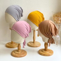 Ethnic Clothing Elasticity Tie Jersey Women's Inner Cap Muslim Hijab Bottom Bonnet Soft Turban Plain Colour Islamic Headwear Free Size