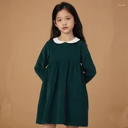 Girl Dresses Spring 2024 Corduroy Teen Dress Cotton Kids Autumn Children Long Sleeve Princess Party Fashion Outfit Clothing