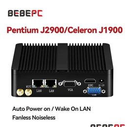 Mini Pcs Pc Industrial Fanless Celeron J6412 J1900 N2840 Dual Lan Gigabi Hd Embedded Iot Windows10/11 Linux Set Top Box Htpc Drop De Dhdif