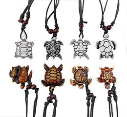 8pcs Mixed Styles Color Brown White Ethnic Tribal Resin Faux Yak Bone Sea Turtle Surfer Pendants Necklace1905216