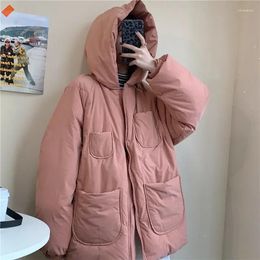 Women's Trench Coats Women Thick Quilted Jackets Winter Warm Hooded Loose Cotton Autumn Female Solid Color Casual Outwear Overcoat With