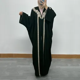 Ethnic Clothing F353Linen Open Abaya For Women Embroidery Kimono Abayas Muslim Dubai Turkey Luxury Kaftan Hijab Dress Saudi Islamic