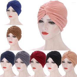 Ethnic Clothing Women Muslim Hijab Chemo Cap Twist Knot Bonnet Strech Hair Loss Hat Beanies Underscarf Femme Headcover Head Wrap