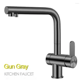 Kitchen Faucets ASRAS Three-In-One Sink Faucet And Cold Water Philtre Taps Quartzite Granite Stainless Steel