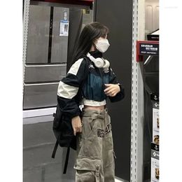 Women's Jackets HOUZHOU Cropped Bomber Jacket Women Windbreaker Korean Reviews Many Clothes Streetwear Kpop Oversize Hooded Zip-up