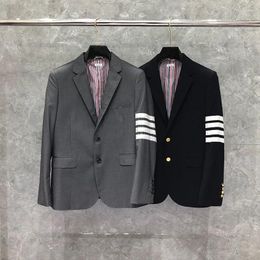 Men's Suits Korean Style Suit Jacket Spring Autumn Fashion Brand Blazer Classic White 4-bar Design Coat Custom Wholesale Formal