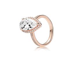 18K Rose Gold Tear drop CZ Diamond RING Original Box for 925 Sterling Silver Rings Set for Women Wedding Gift Jewellery wjl47268513469