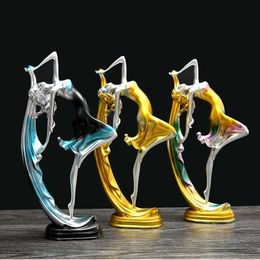 Dancing Girl Figure Statue Modern Ballet Sculptures Resin Crafts Home Decor Desktop Ornament Elegant Gift 10*22CM 240202