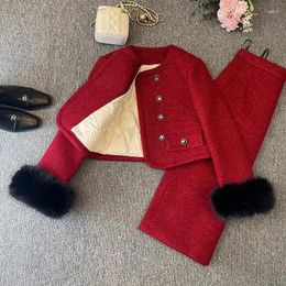 Two Piece Dress UNXX Winter 2024 Women's Chic Two-Piece Set Thickened Short Fuzzy Jacket And Long Skirt Outfit High Quality Female Suit