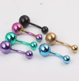 Navel Jewellery B17 100pcslot Mixed 6 Colour 14g titanium plated Belly banana RingNavel Button Ring Body Piercing Jewelry2995759