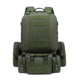 50L Tactical Backpack Mens Waterproof 4-in-1 Molle Sports Tactical Bag Outdoor Hiking Travel Army Fishing Travel Notebook Backpack 240208