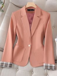 Women's Suits Elegant Blazer Coat For Women Long Sleeve Streetwear Korean Casual Jacket Office Solid Pocket 2024 Spring Summer Coats
