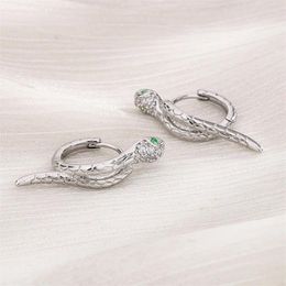 Hoop Earrings Fashion Silver Colour Crystal Snake For Women Girls Elegant Party Punk Jewellery E1048