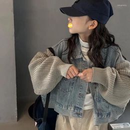 Jackets Girls' Denim Children's Autumn Boys' Medium &Large Kids Wool Long Sleeved Clothes Lapel Cardigan