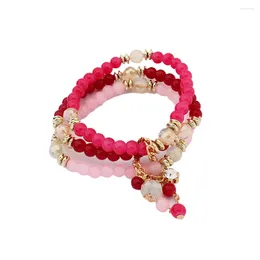 Charm Bracelets Lureme Bohemian Beads Multi Strand Crystal Charms Stretch Bangle Bracelet Set For Women Girl Gift (bl003171)