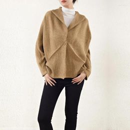 Women's Jackets Miyake Pleated Double-sided Short Woollen Jacket For 2024 Winter High-quality Long Sleeved Top