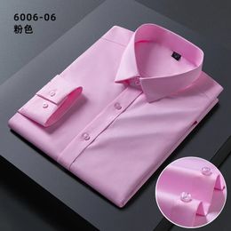 Mens shirt long sleeve bamboo fiber high quality springsummer formal business casual nonironing slim solid color 240125