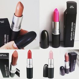 High quality Makeup Matte Lipstick Batom Fosco Rouge Lipstick 3g Lustre Frost Lipsticks M Brand 25 Colours Cosmetics9667752