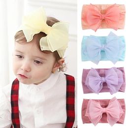 Hair Accessories European And American Children's Jacquard Nylon Bands Baby Headbands Mesh Bows Soft