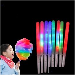 Other Event Party Supplies 100Pcs Lights Christmas Decorations Led Light Up Cotton Candy Cones Colorf Glowing Marshmallow Sticks Imper Otzpg