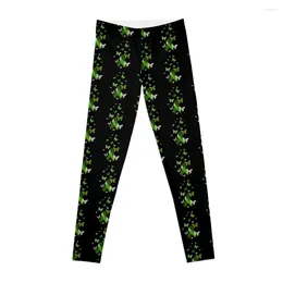 Active Pants Green Awareness Ribbon With Butterflies Leggings Fitness Set Gym Sports Tennis For Womens