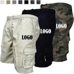 Men's Shorts Custom Logo Summer Male Cargo Casual Lose Jogging Multi-pockets Camouflage Hiking Work Sports Men Clothing