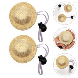 Dog Apparel 2 Pcs Pet Straw Hat Decorative Cat Delicate Multi-function Girl Outfits Accessory Wear-resistant Puppy