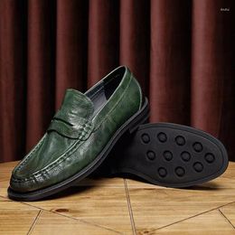 Dress Shoes Men's Summer 2024 Lazy Soft Soled Slip-on Bean Men Driving Casual Leather