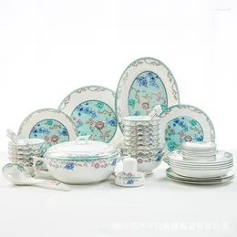 Dinnerware Sets 50 Piece Bone Porcelain Tableware Set Household INS Wind Ceramic Plate And Dish