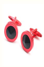 Fashion Jewellery round black red Colour copper cuff links 2017 casual shiny cufflink for men clipes Abotoaduras Corbata y Gemelos2575295