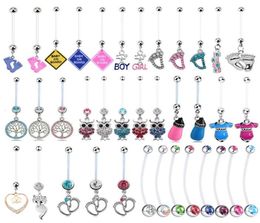 tattoos 1Pc Mix Pregnancy for Women Maternity Dangle Belly Rings Body Jewellery Flexible Piercing Navel Accessories3006775